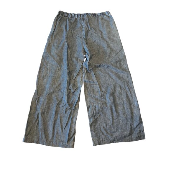 J. McLaughlin Wide-Leg Chambray Pants Size 6 Linen Blend Blue Relaxed Style - Picture 8 of 8